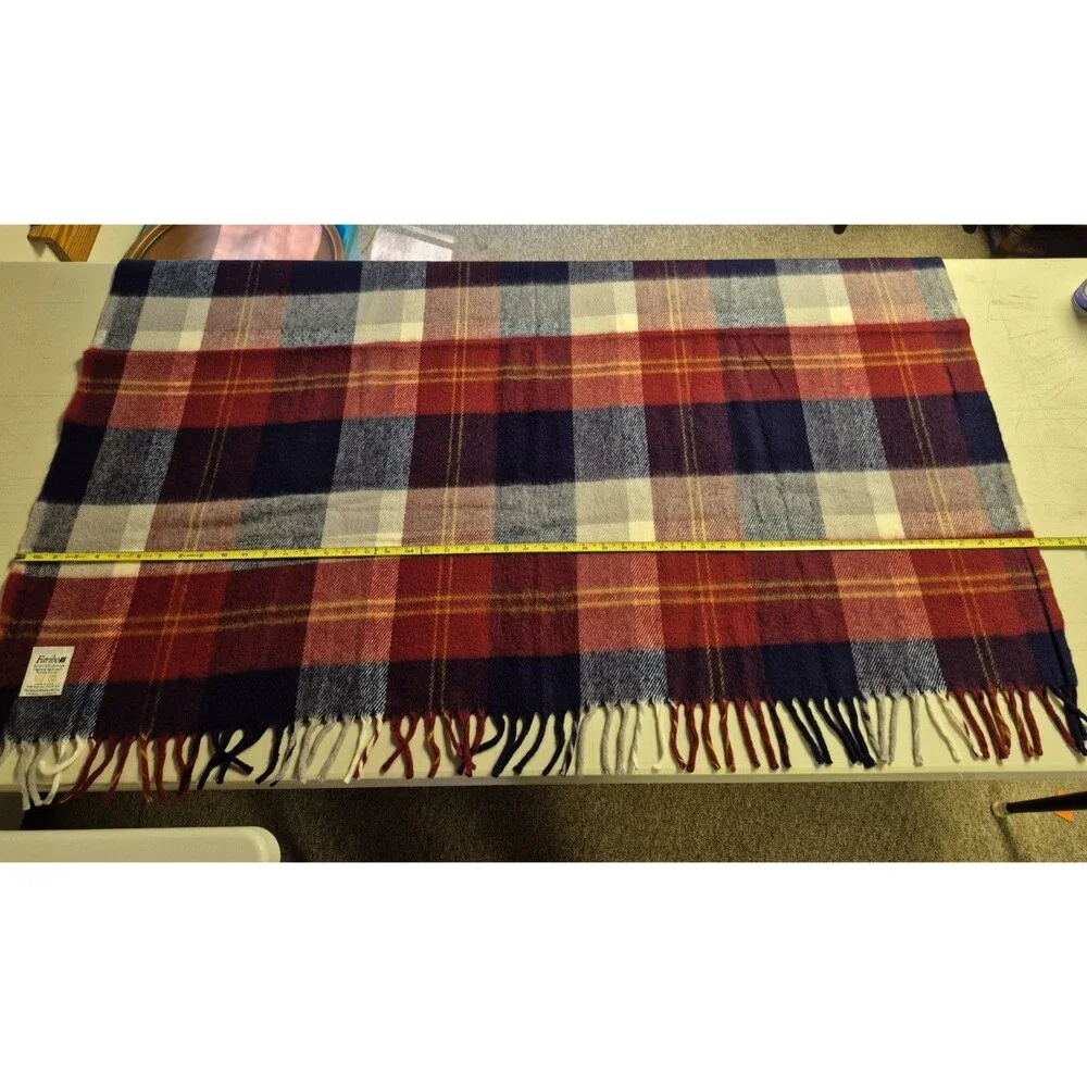 Faribo Acrylic Plaid Red Blue White Stadium Throw Lap Blanket 44 X 56